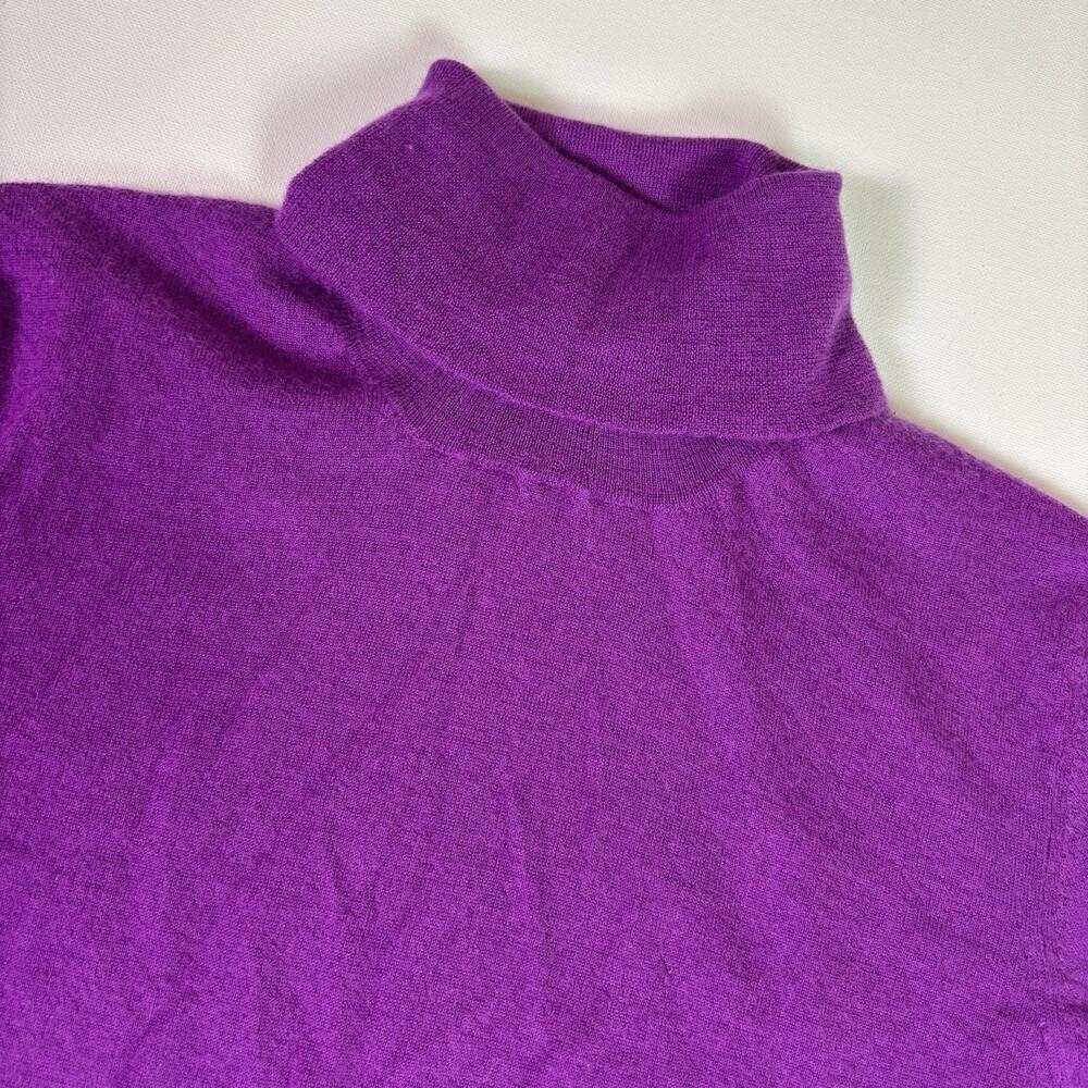 Saks Fifth Avenue 100% Cashmere Turtleneck Women’s XL Bright Purple Luxury Knit